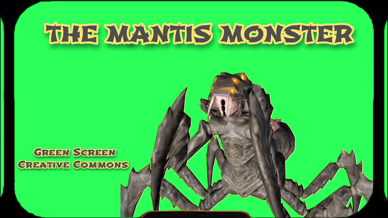 MANTIS MONSTER video Green Screen footage. Chromakey animation GREEN SCREEN.