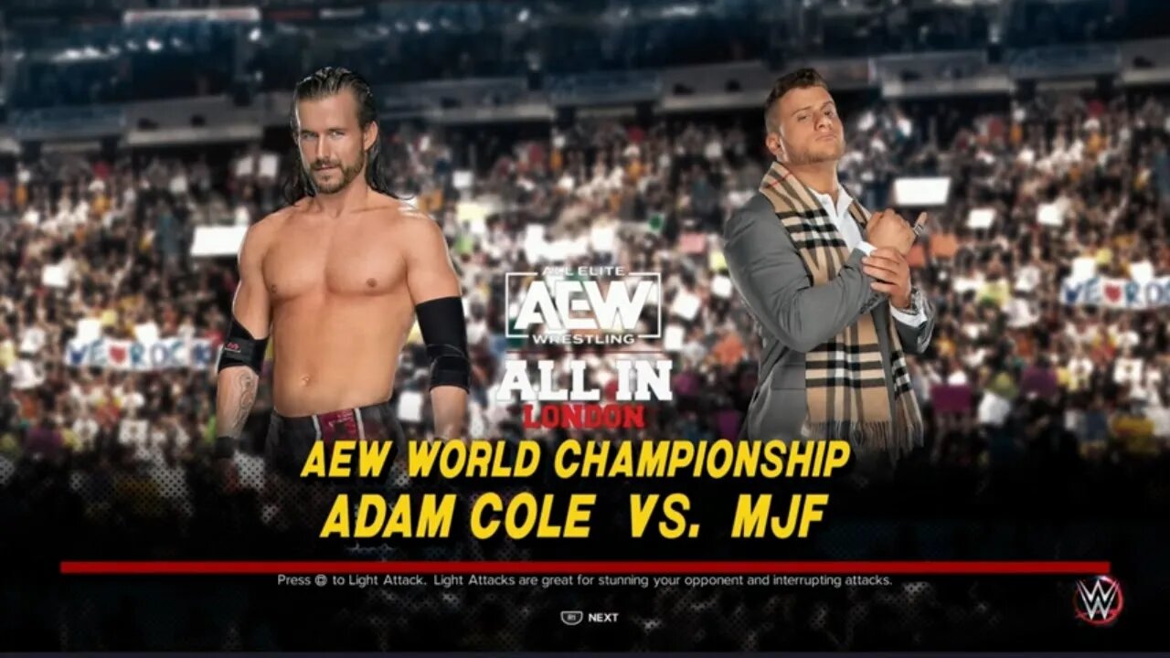 AEW All In 2023 MJF vs Adam Cole for the AEW World Championship