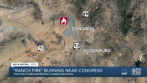 Ranch Fire burning near Congress