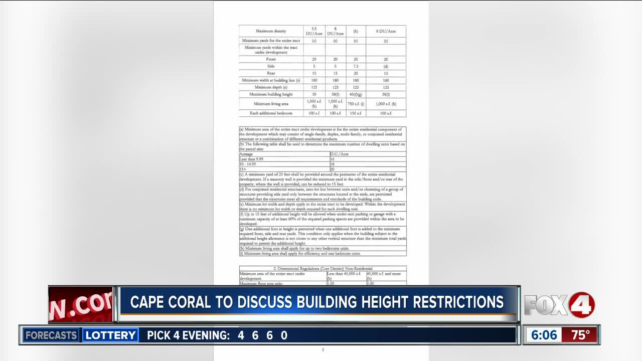 City of Cape Coral to discuss removing certain building height restrictions