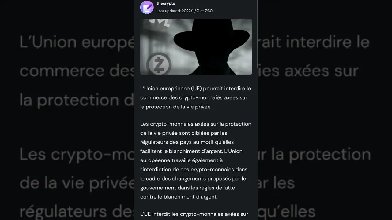 L’UE fait obstacle aux crypto-monnaies axées sur la protection de la vie privée