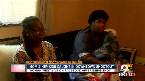 Mother, kids caught up in downtown shootout