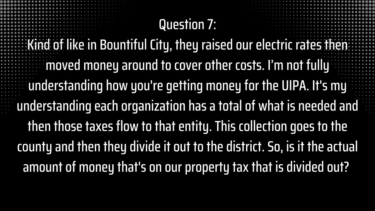 Special Districts: Question 7 Bountiful Property Tax Divided Out