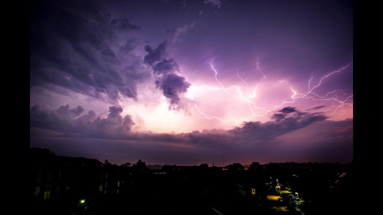 Thunderstorm and lightning strikes at night part 2