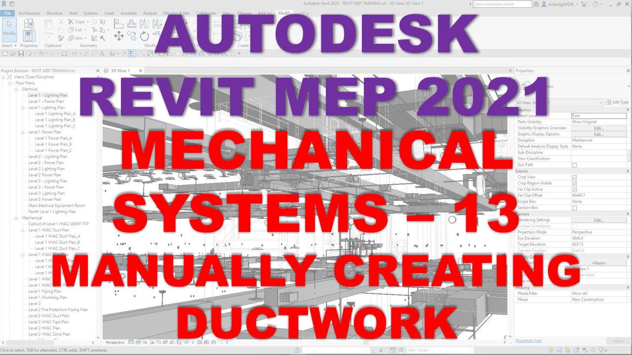 Autodesk Revit MEP 2021 - MECHANICAL SYSTEMS - MANUALLY CREATING DUCTWORK