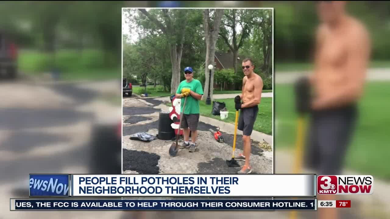 Residents Fill Potholes