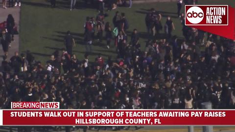 Students across Hillsborough County stage walk outs in support of teacher pay raises | Action Air 1