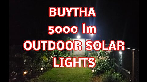 5000 Lumen BUYTHA Solar Outdoor Light for shed, patio, walkway, and more