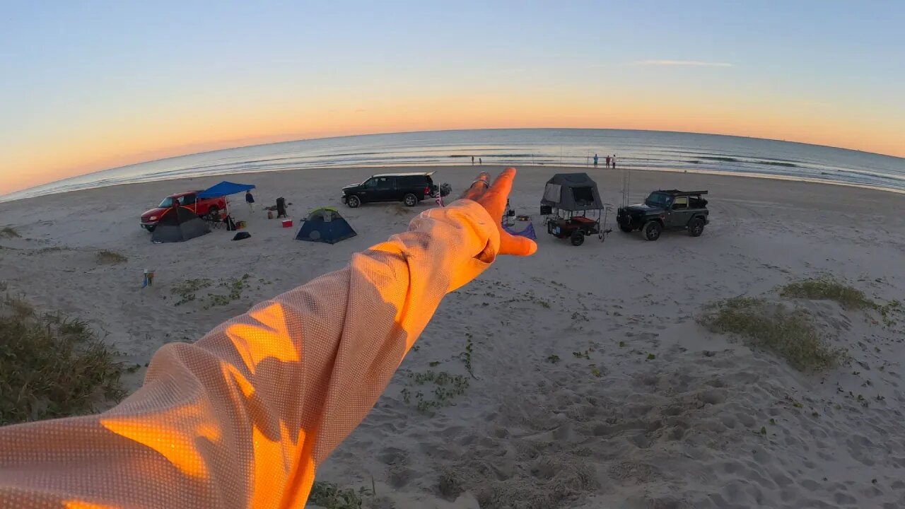 My rooftop tent trailer caught fire ! Big Pompano caught in calm surf