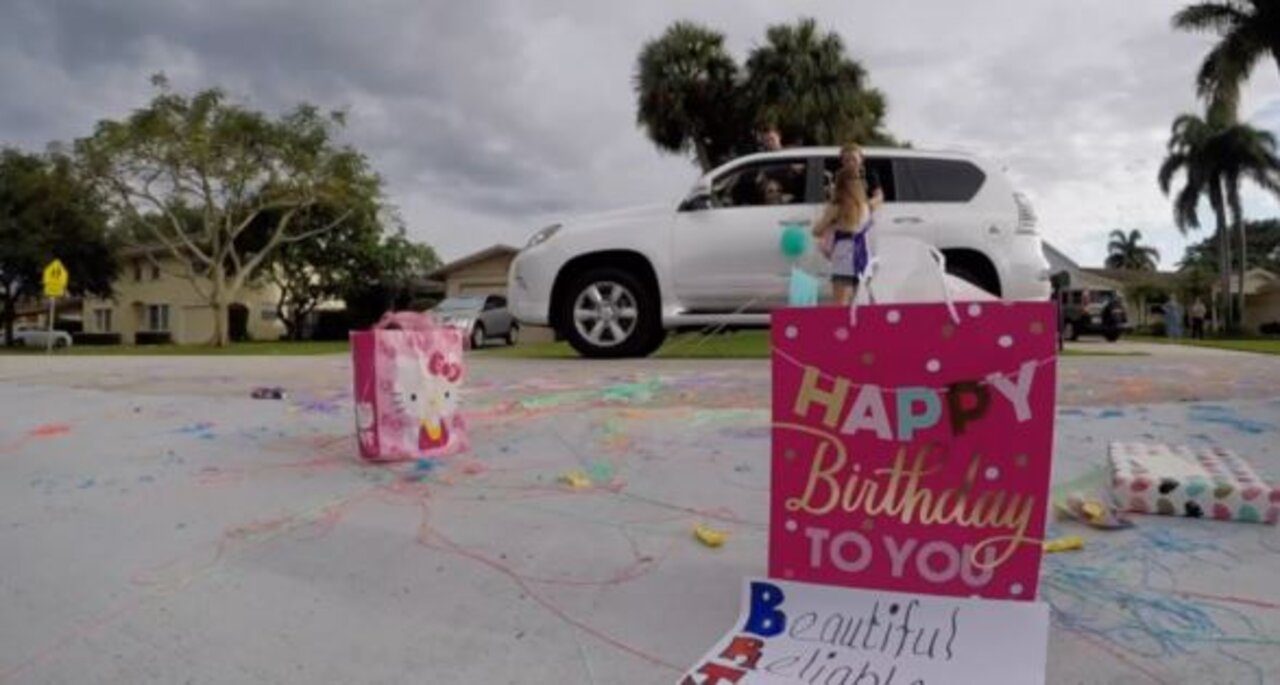 Palm Beach Gardens 8-year-old girl surprised with birthday parade