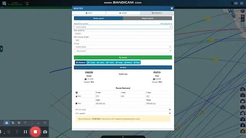 Airline Manager 4 Botswana routes to Hawaii