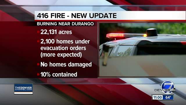 416 Fire more than 22,000 acres in size as of Monday; national forest to close