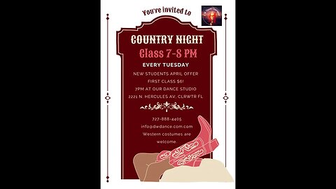 This Tuesday 7:00 - Country and Western (Two Step)