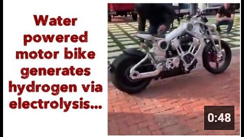 Water powered motor bike generates hydrogen via electrolysis...