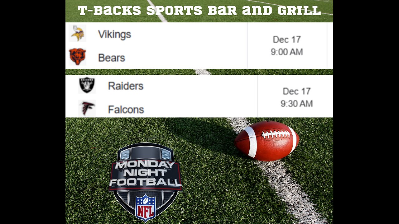 T-Backs Sports Bar and Grill Sports Schedule and free beer/soda for Tuesday Dec 17, 2024