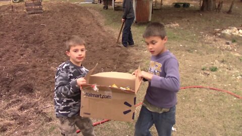 Texas boys Planting our spring garden!!!!