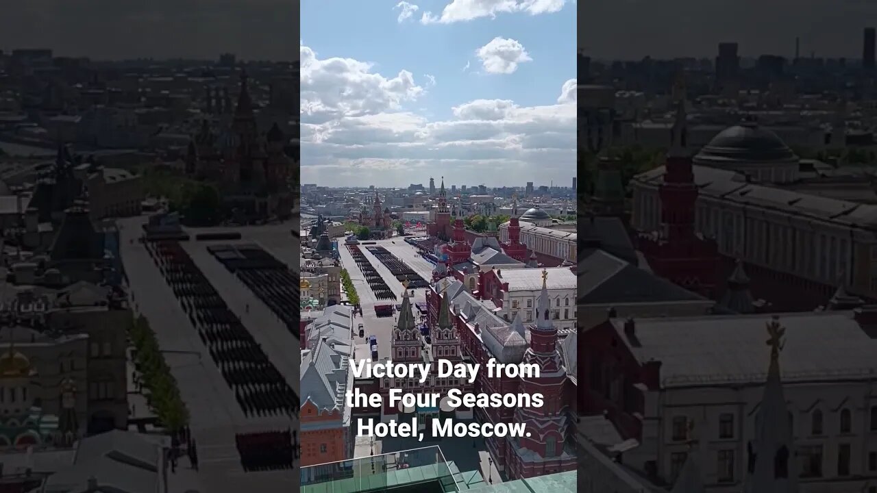 Victory Day Parade from the Roof of the Four Seasons Hotel, Moscow, Russia