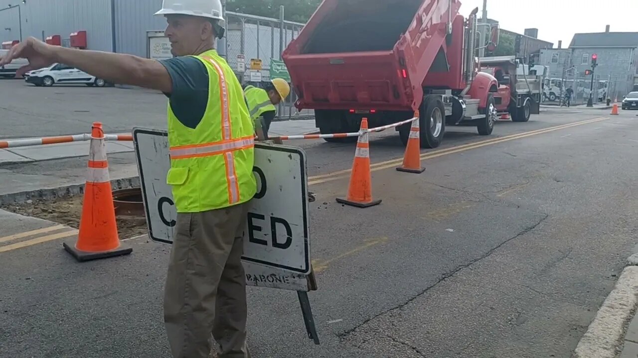 Construction Company replacing manhole