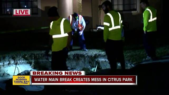 Water main break causes 10-foot hole in Citrus Park neighborhood