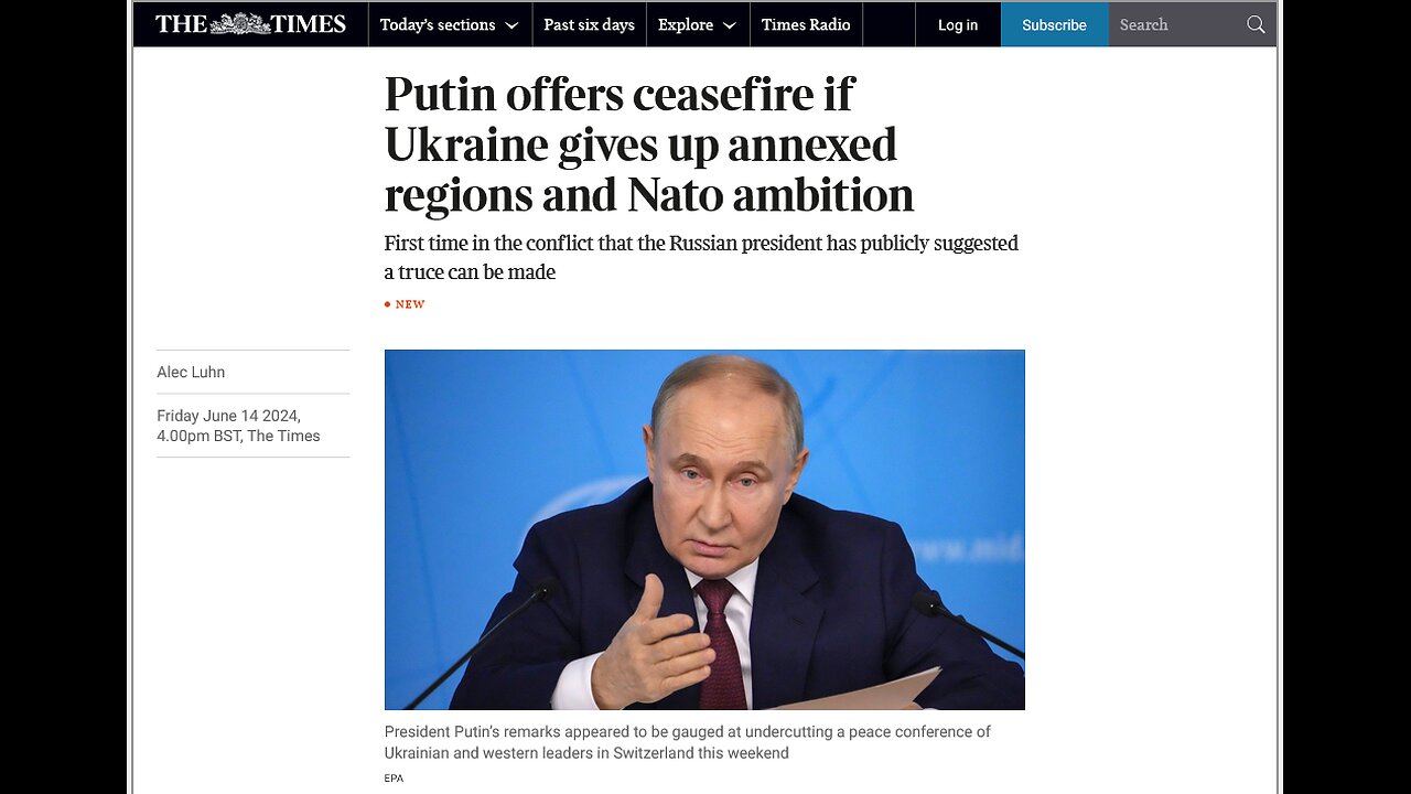 Putin offers end to Ukraine war