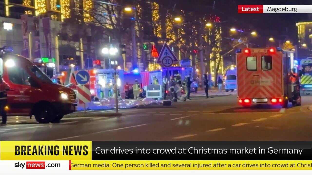 A car has driven into a crowed of people at a Christmas market in Germany