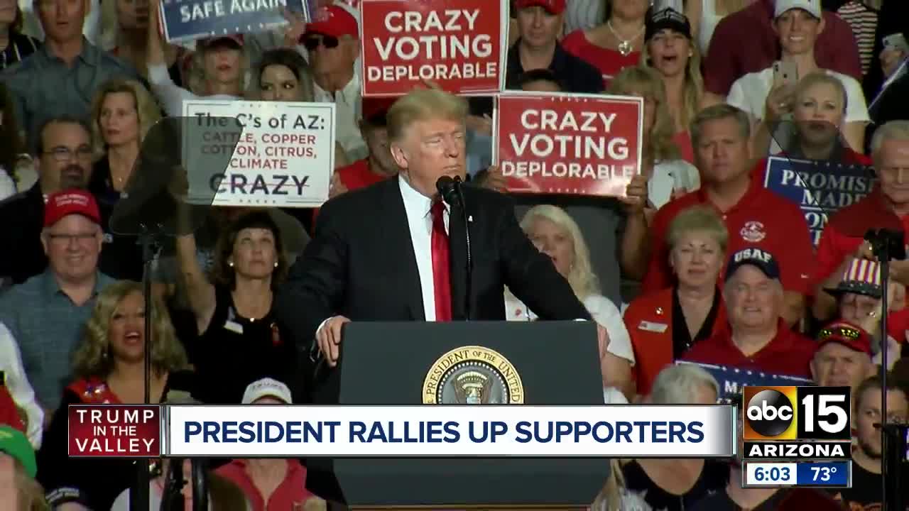 President Trump speaks to supporters during Mesa MAGA rally