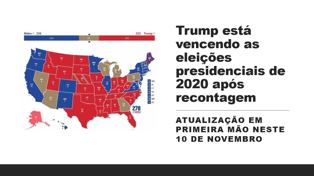 VIRADA: Trump está ganhando as eleições presidenciais de 2020 - ACOMPANHE AQUI EM 1a MÃO