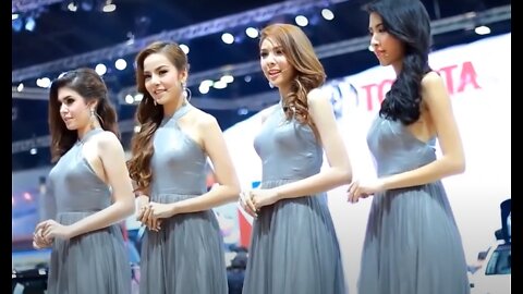 Beautiful girls in car show