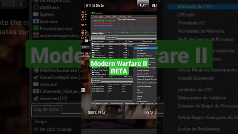 BETA-Modern Warfare II, configurações para determinar as melhores FPS #shorts