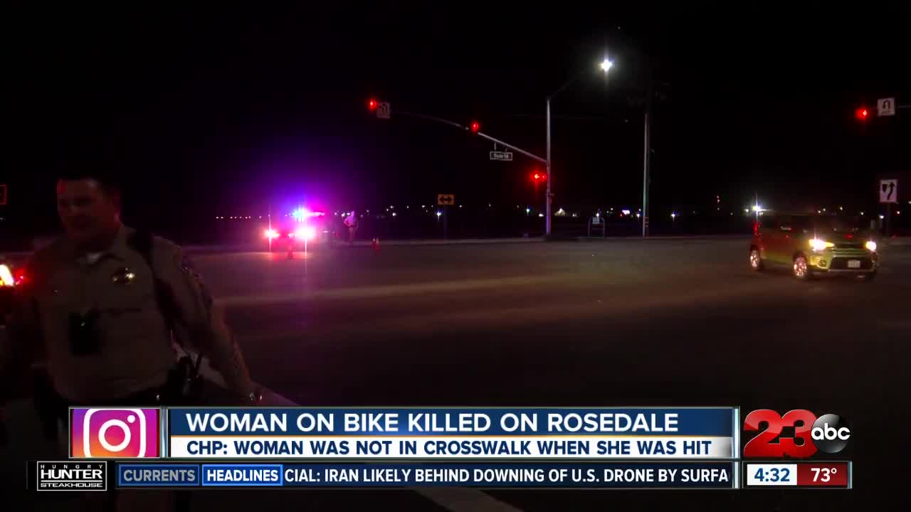 Woman on bike killed crossing Rosedale Highway out of crosswalk