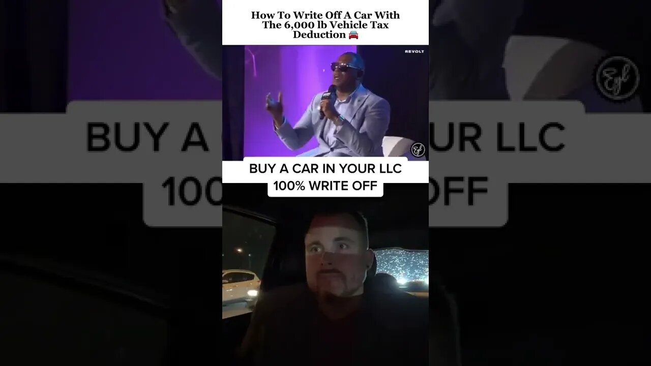 #masterp why a car over 6000 pounds put it in your LLC and write 100% of it off. This is a tech stra