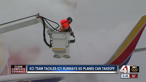 KCI team tackles icy runways so planes can takeoff