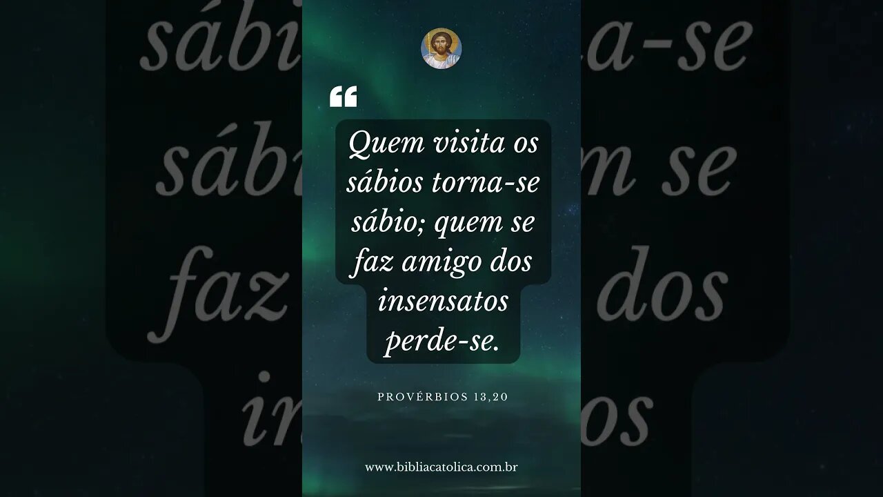 Provérbios 13,20 - Quem visita os sábios torna-se sábio; quem se faz amigo dos insensatos perde-se.