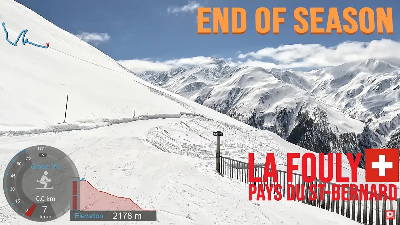 [4K] Skiing La Fouly, End of Season Empy Slopes, Pays du St-Bernard Switzerland, GoPro HERO11