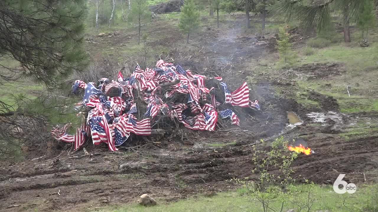 American Legion holds special flag retirement ceremony in the forest