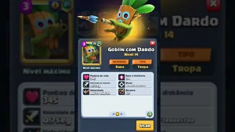 CLASH ROYALE - GOBLIN COM DARDO NÍVEL MÁXIMO