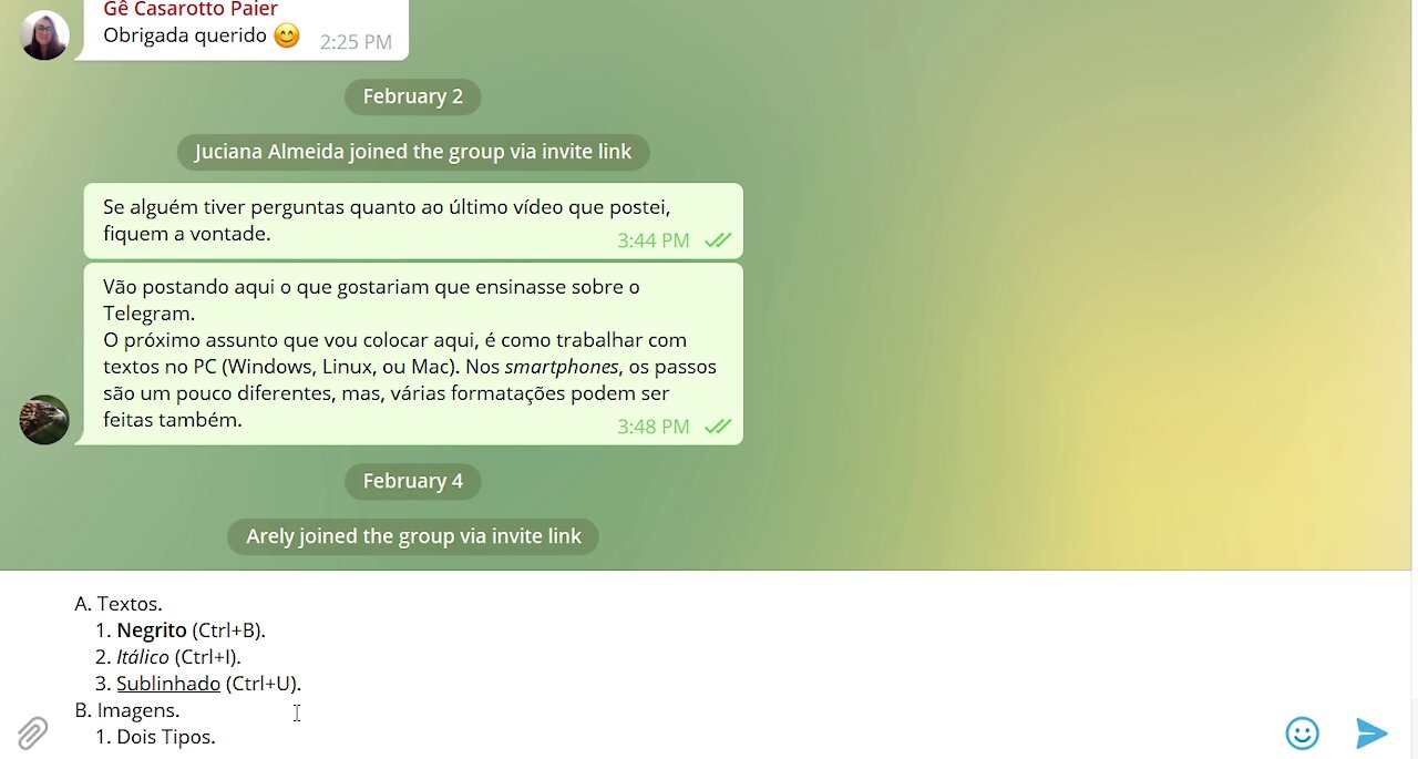 Trabalhando Texto no Telegram - Um Início.