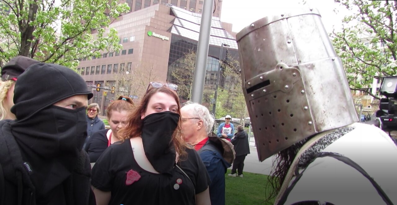 ANTIFA TERRORISTS ATTACK CRUSADER - MAY DAY ZOMBIE PROTEST CLEVELAND OHIO