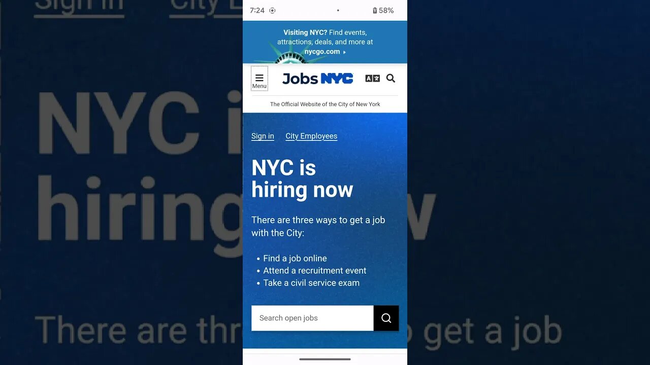Taking a look at the New York City Government Jobs website NYC.gov/jobs on July 3, 2023.