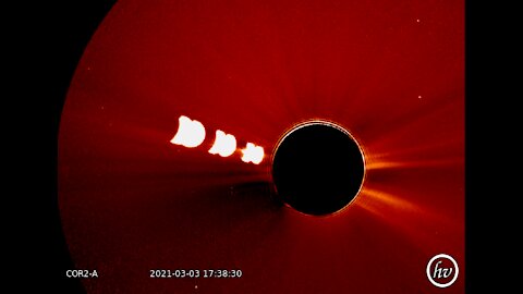 Stereo A, COR2 solar flare with anomaly at the end