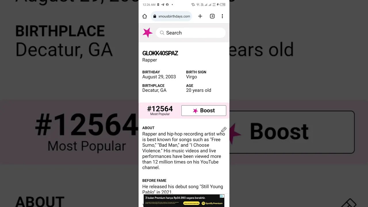 HAPPY 20 BIRTHDAY GLOKK40SPAZ Rapper