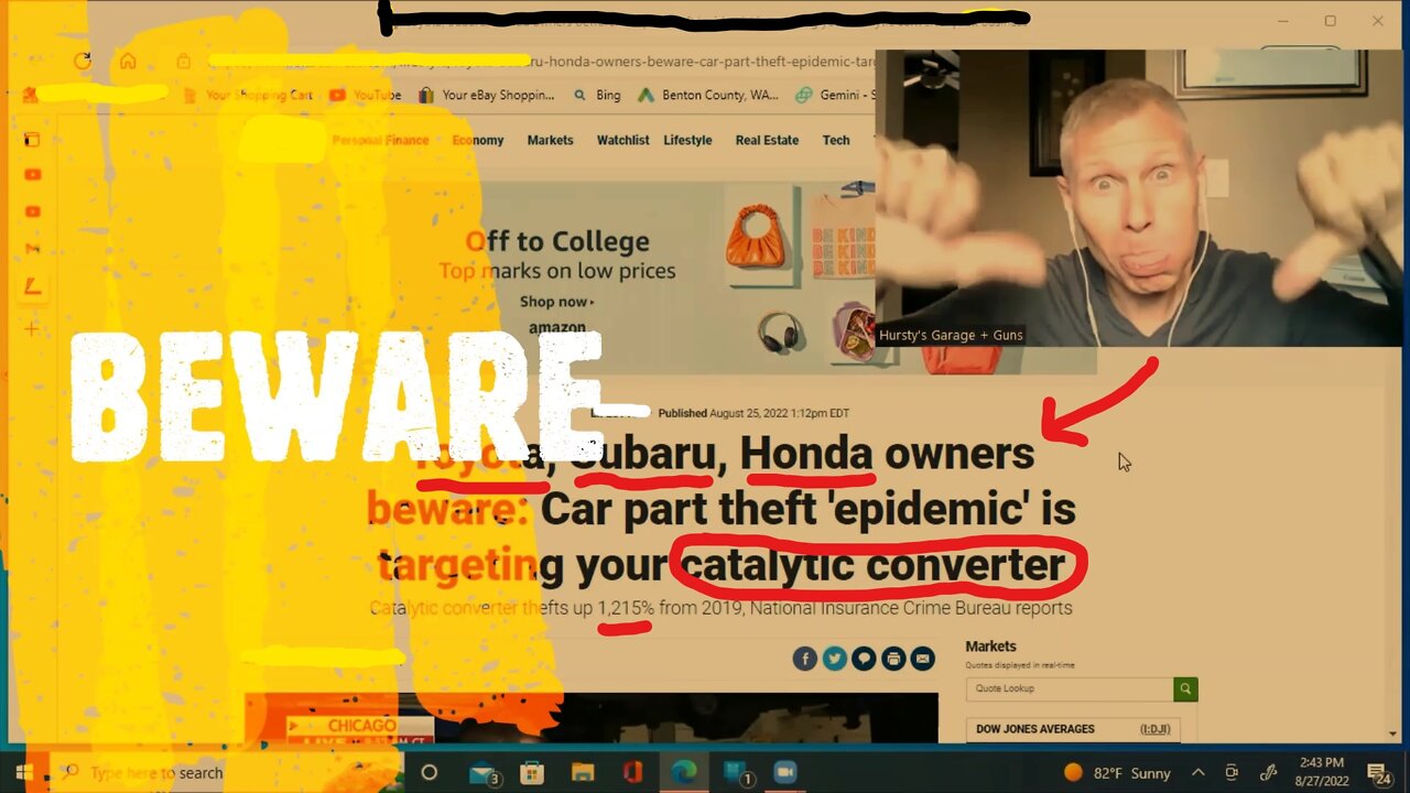 BEWARE Subaru, Honda, and Toyota owners/ Catalytic Converter THEFTS on a HUGE RISE (%1215)