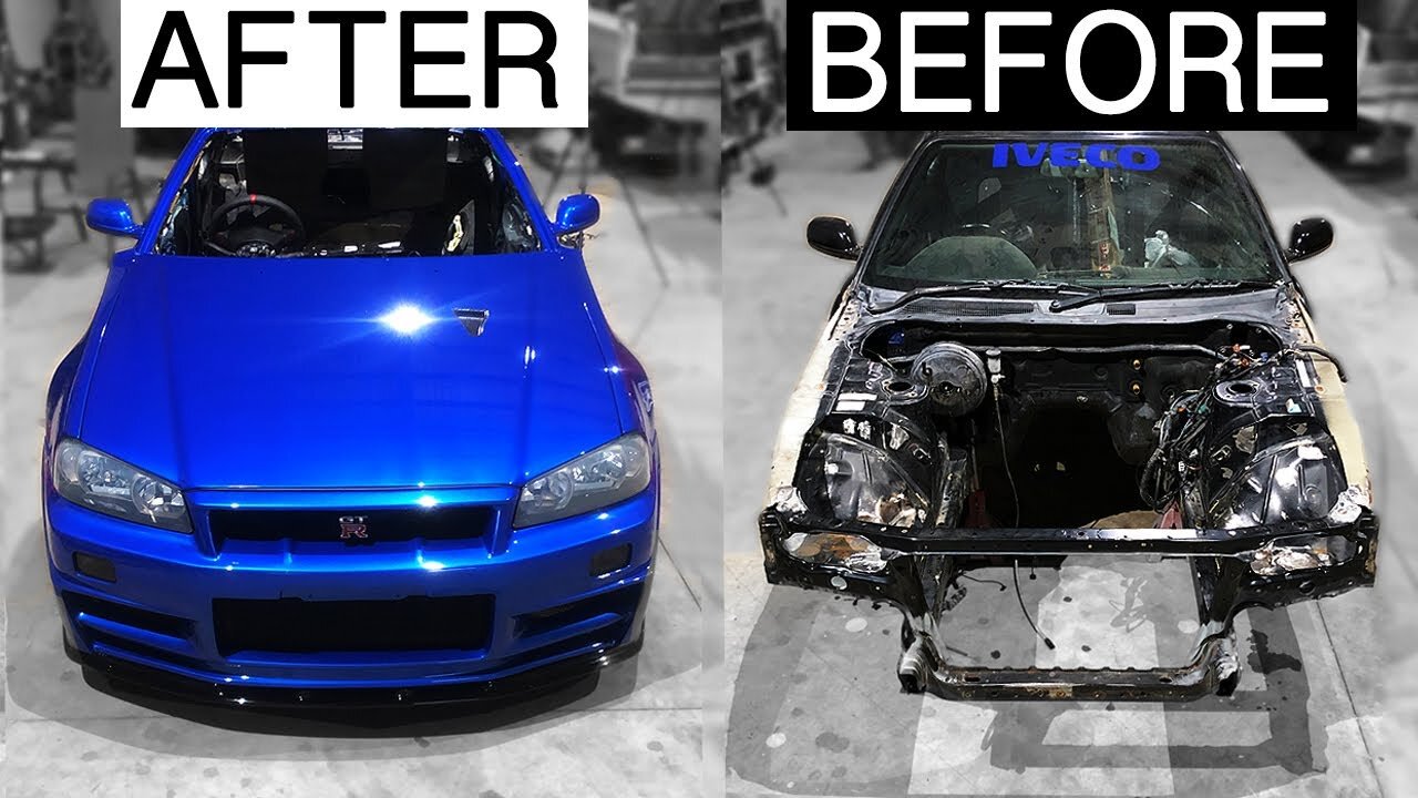 BUILDING A R34 SKYLINE body in MINUTES | Poor Man's GTR