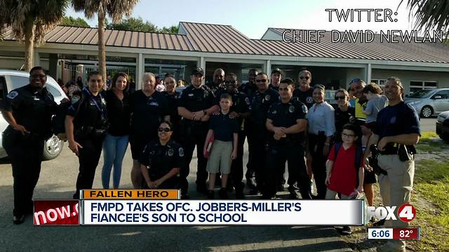 Fort Myers Police Department escort's fallen hero's stepson to school