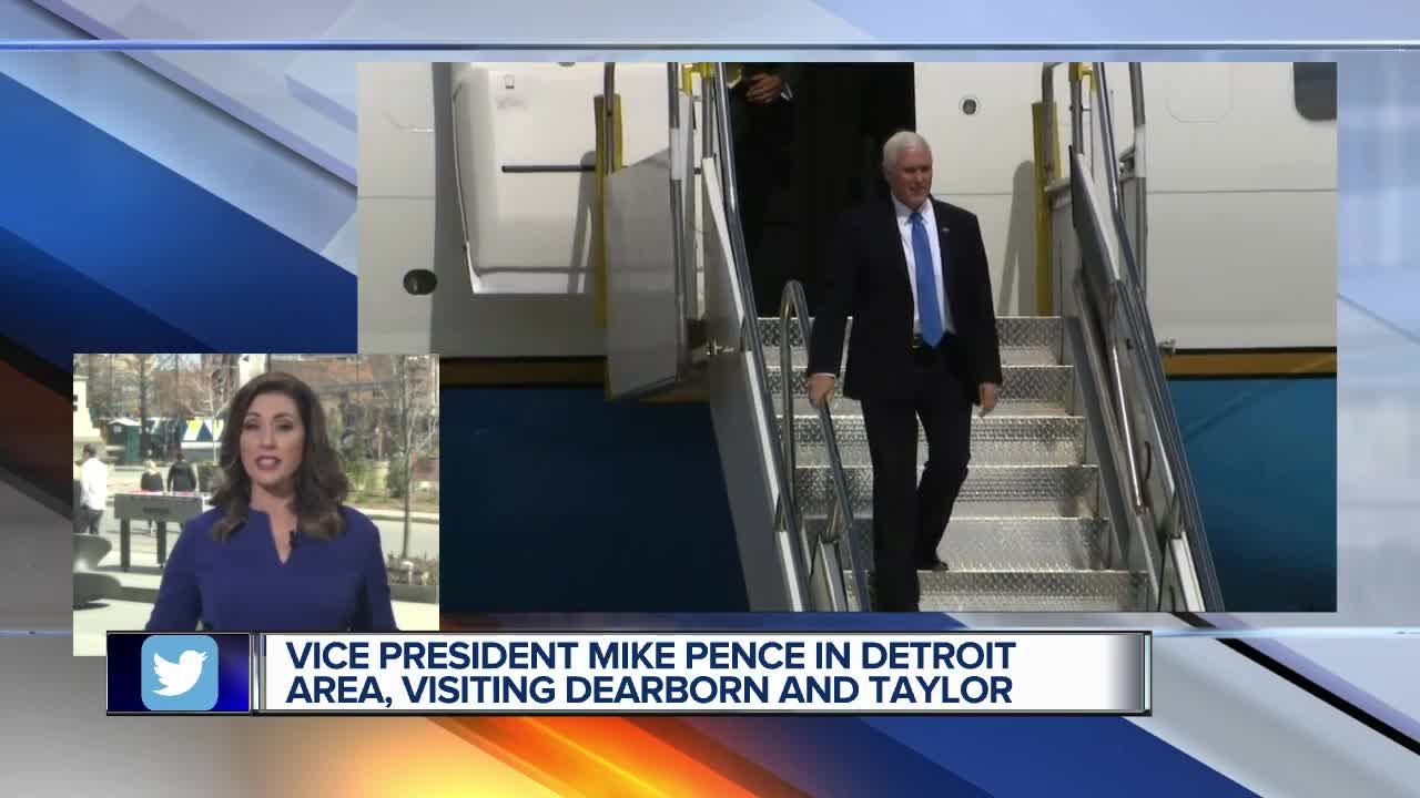 Vice President Mike Pence in Detroit area, visiting Dearborn and Taylor