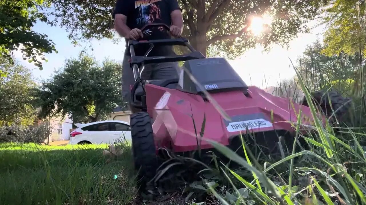 Mowing the seed heads of my neighbors weeds to keep them off my Tahoma 31 Bermuda grass #viral #lawn