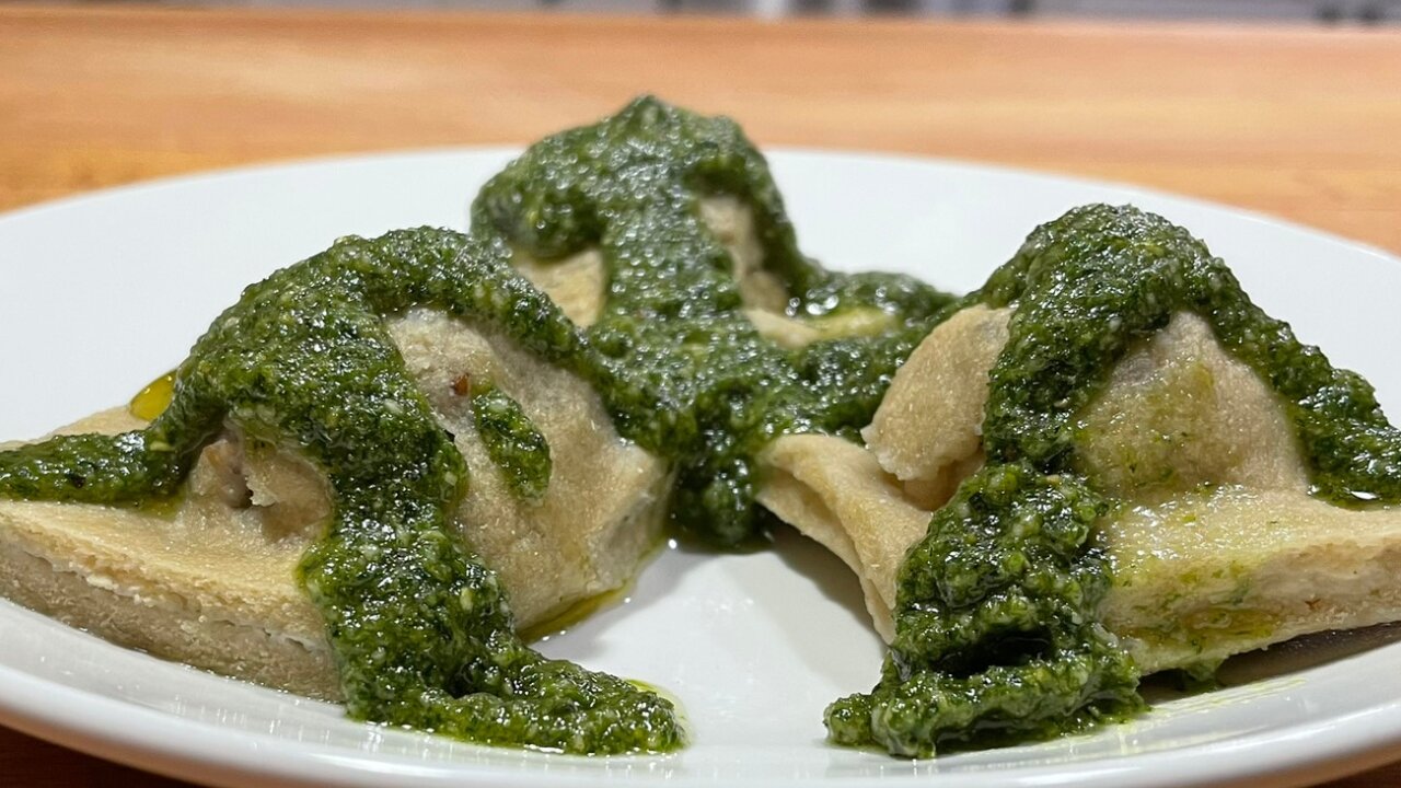 Sausage Meatball Ravioli With Basil Pesto (Grain/Dairy Free)