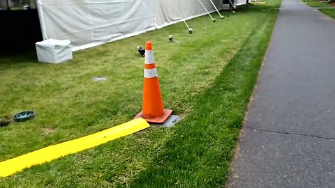 Harvard setting up tents for upcoming graduation