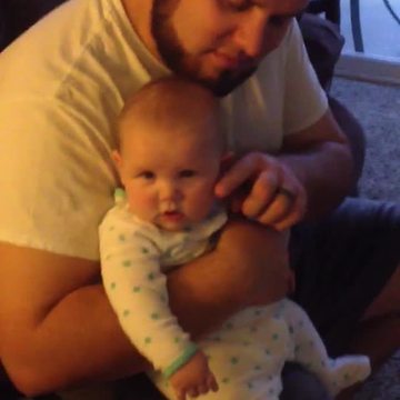 Adorable Baby Girl Falls Asleep When Her Dad Pets Her Cheek