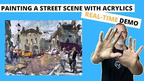 How to Paint STREET Scene with ACRYLICS Demo